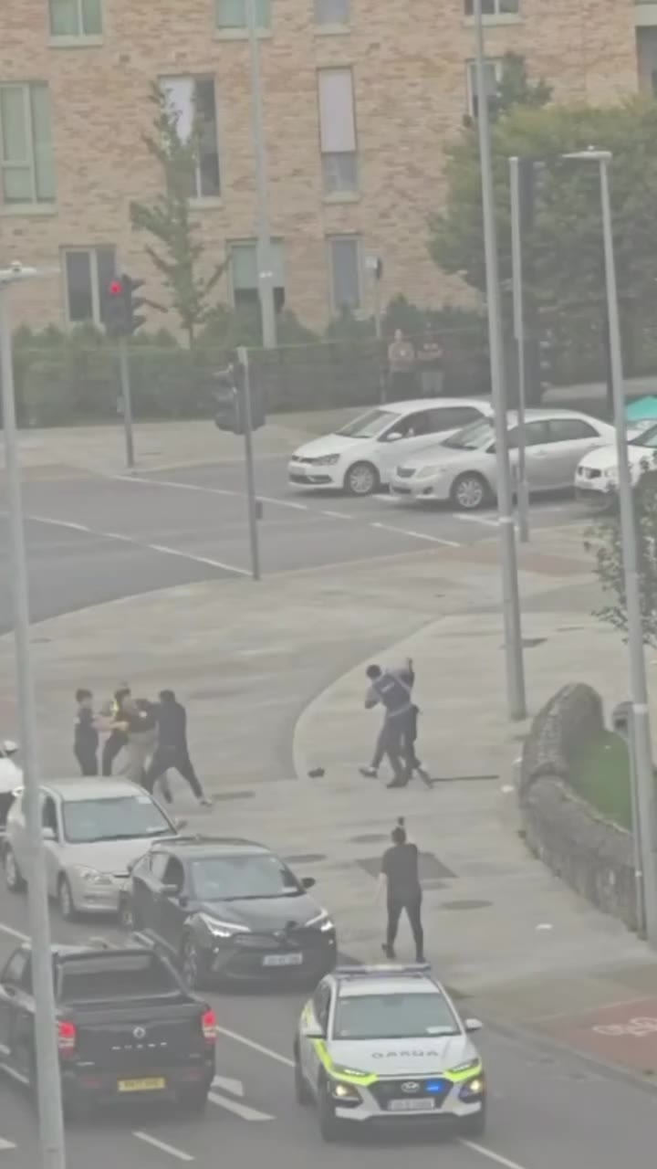 A street confrontation at Citywest with a Garda car nearby