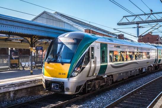 A train at an Irish railway station